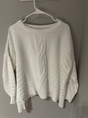 Tommy Hilfiger Cream Cable-Stitch Scoop Neck Sweater